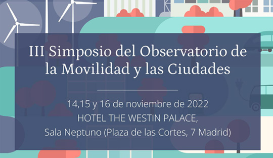 Cartel informativo del III Simposio del Observatorio de la Movilidad y las Ciudades